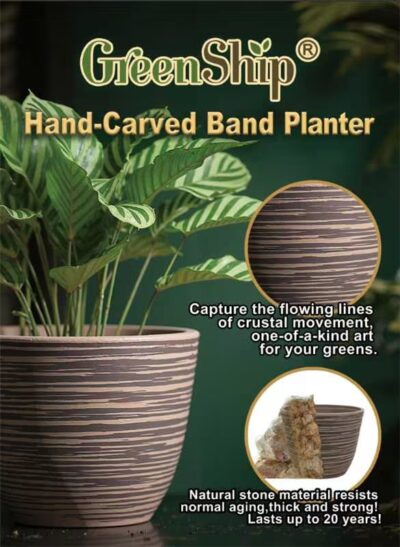 Hand-Carved Band Planter