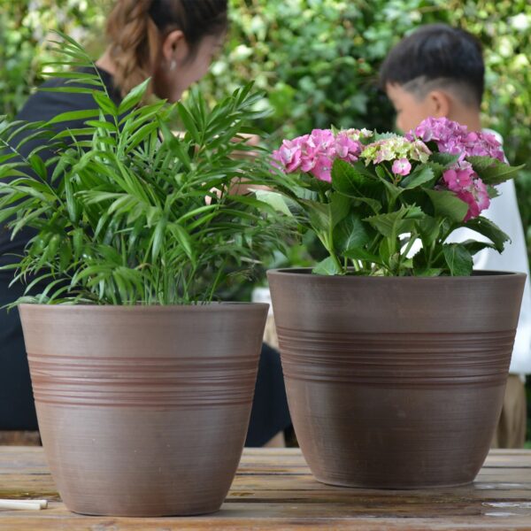 GreenShip Planter for Indoor Outdoor Plants, Set of 2 Modern Decorative Plant Pots