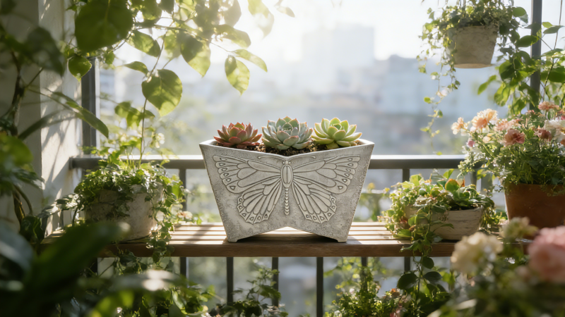 Planter with Butterfly