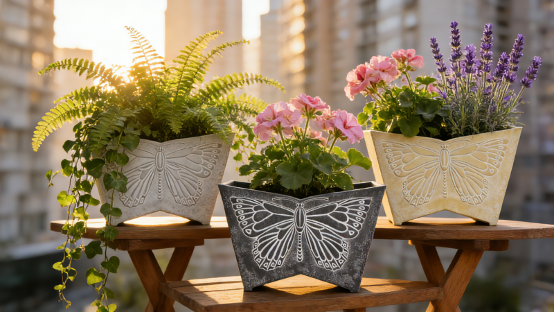 Planter with Butterfly