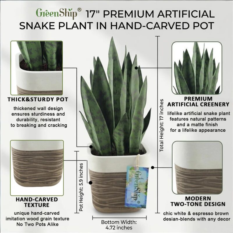 Artificial Snake Plant and Planter