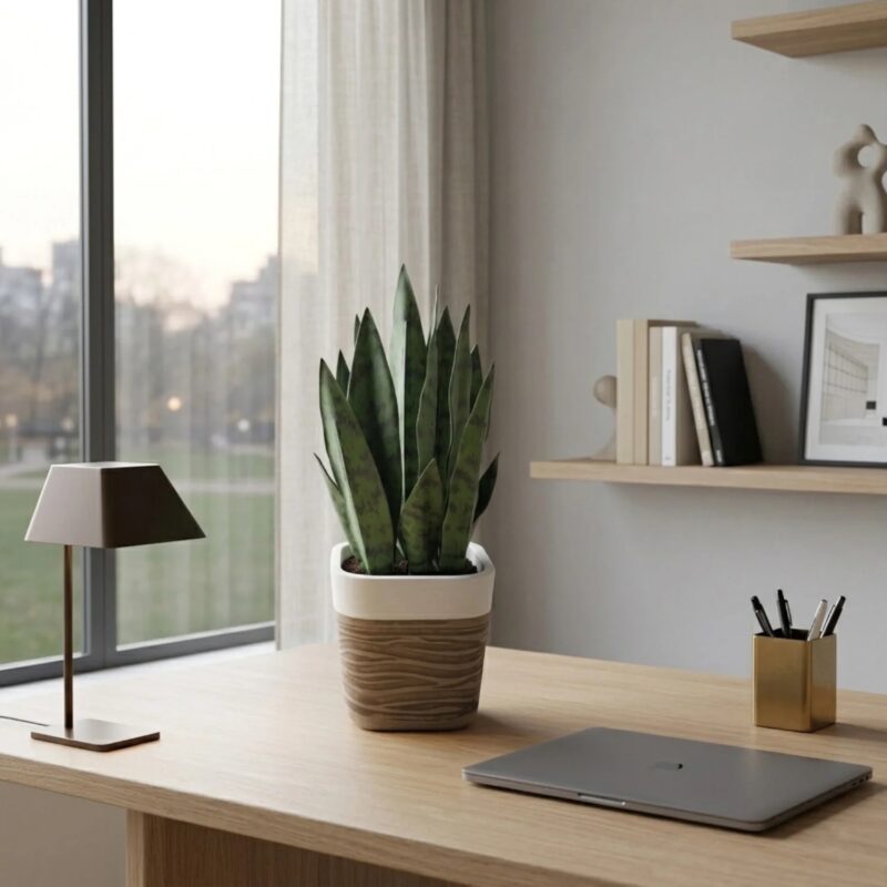 Artificial Snake Plants and planter