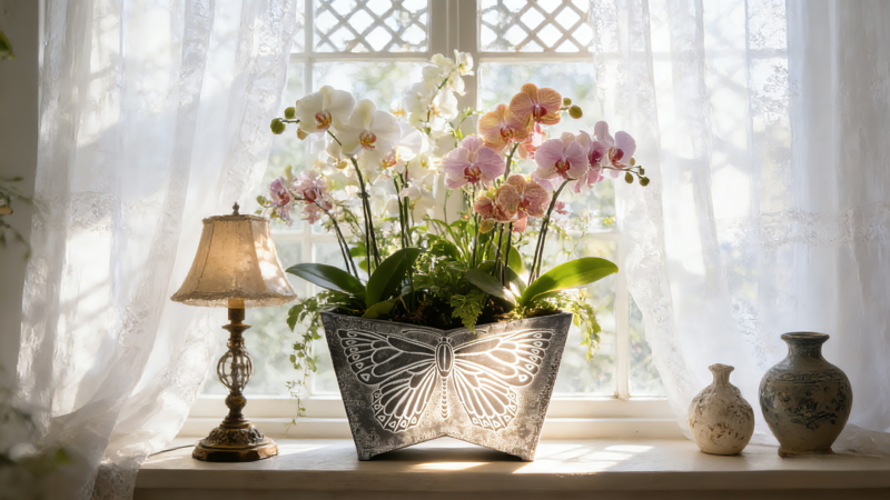 Planter with Butterfly